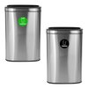 Alpine Industries Trash Can, Stainless Steel Brushed, Stainless Steel/Plastic ALP470-40L-CO-T